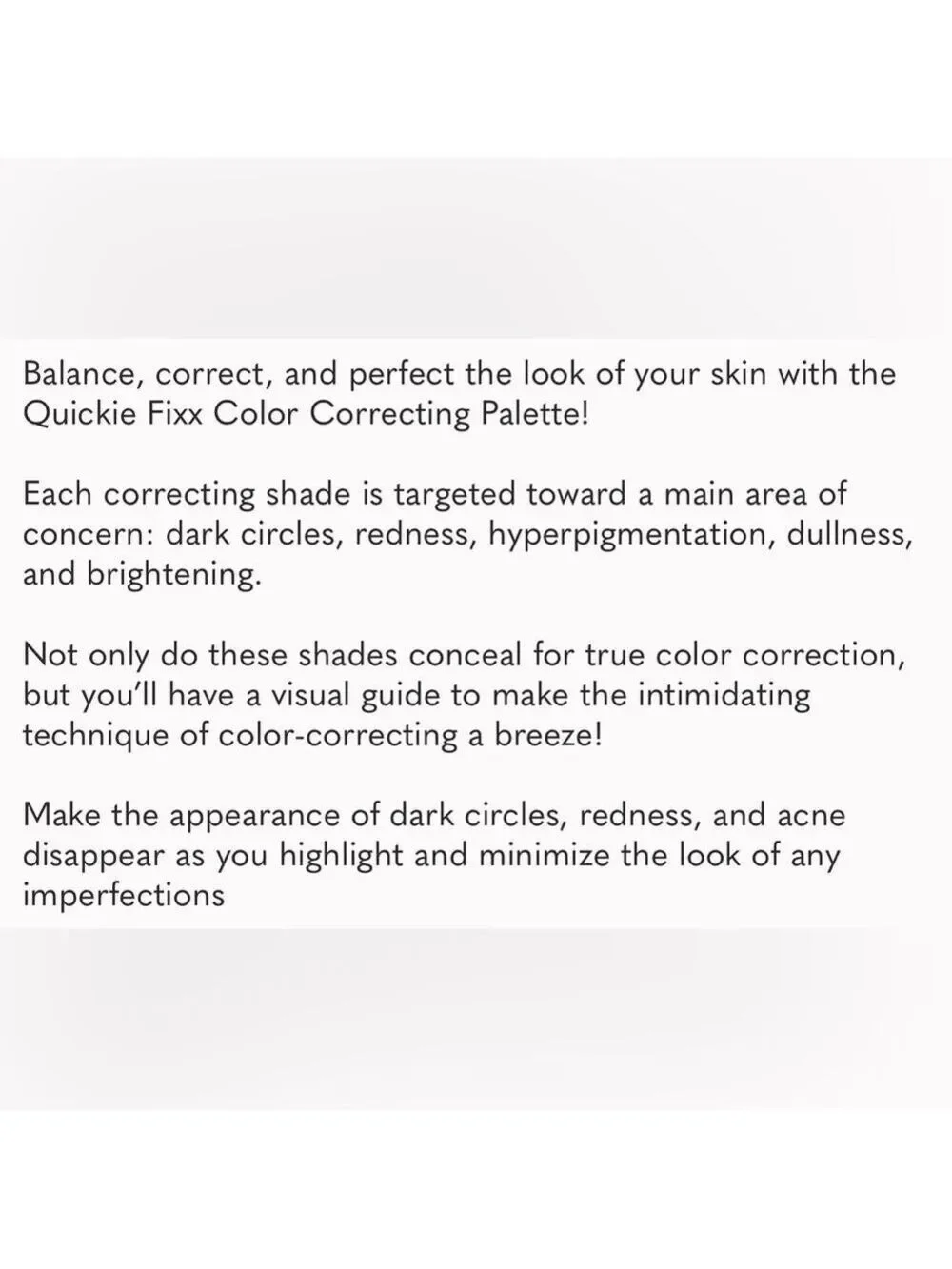 NIB Reema Beauty Quickie Fixx Color Correcting Palette - Conceals Imperfections